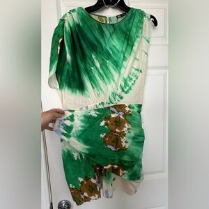 Zara Asymmetrical Watercolor Print Mini Dress‎